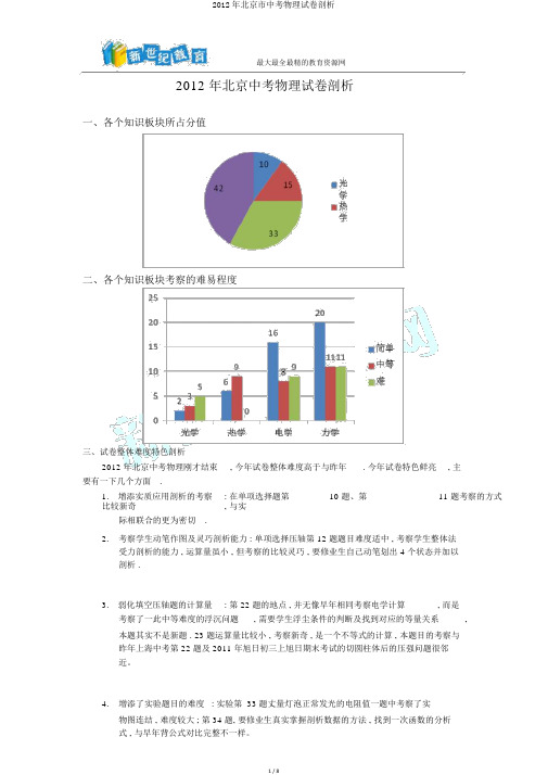 2012年北京市中考物理试卷分析