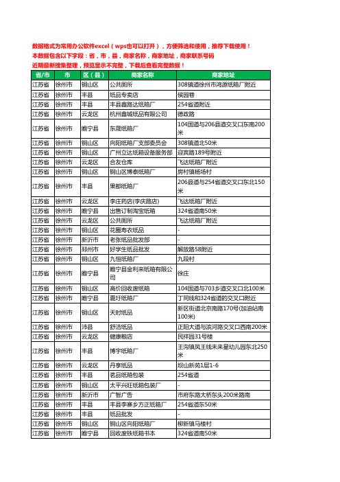 2020新版江苏省徐州市纸箱工商企业公司商家名录名单黄页联系电话号码地址大全61家