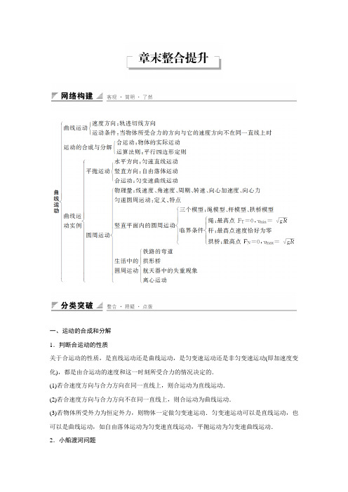 高中物理人教版必修2导学案：第五章 曲线运动 章末整合提升 Word版含解析(2篇)