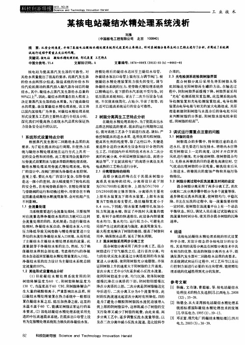某核电站凝结水精处理系统浅析