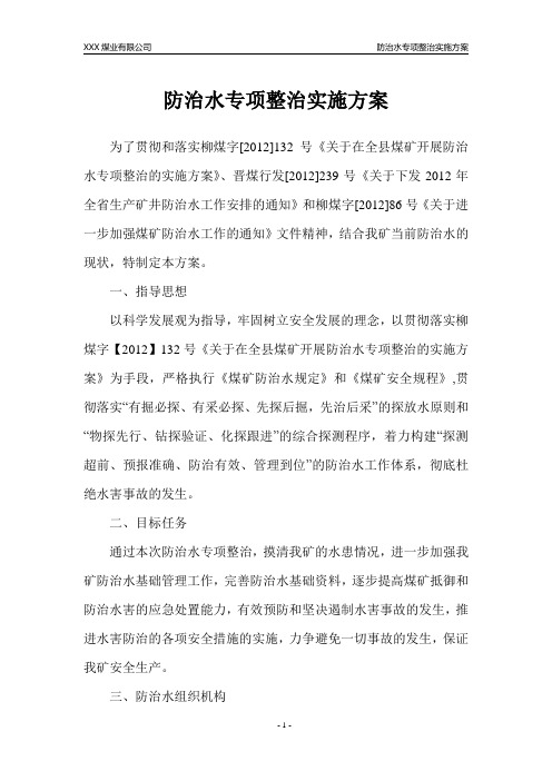 防治水专项整治方案