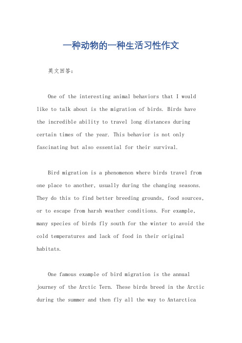 一种动物的一种生活习性作文