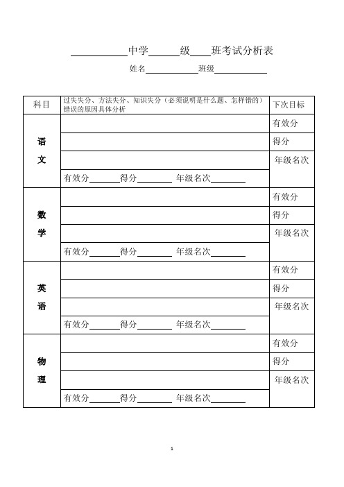 考试分析表(模版)