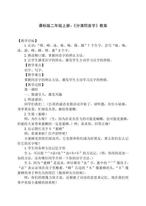 (部审)新语文版二年级上册《六单元  识字3 分清同音字》精品教案_6