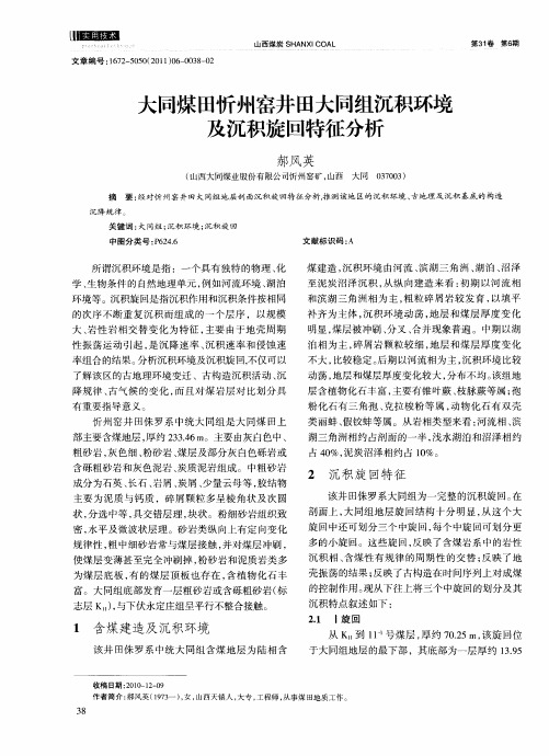 大同煤田忻州窑井田大同组沉积环境及沉积旋回特征分析