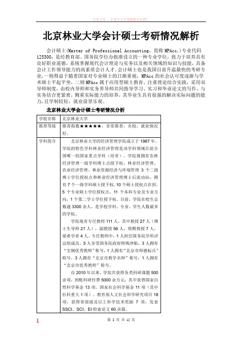 北京林业大学会计硕士考研情况解析