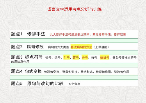 2024届高考语文复习：语言文字运用考点分析与训练+课件