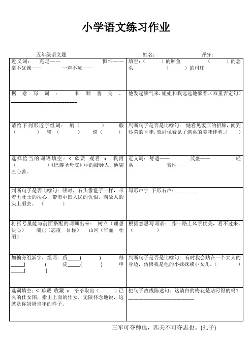 五年级语文课堂拓展精选练习II (127)