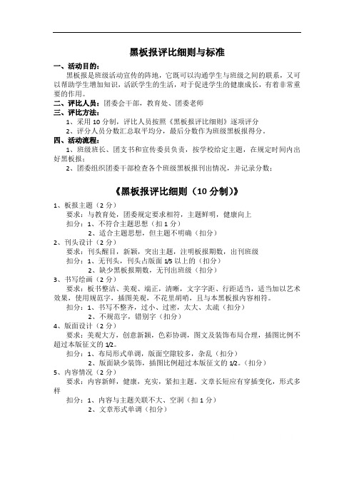 黑板报评分细则