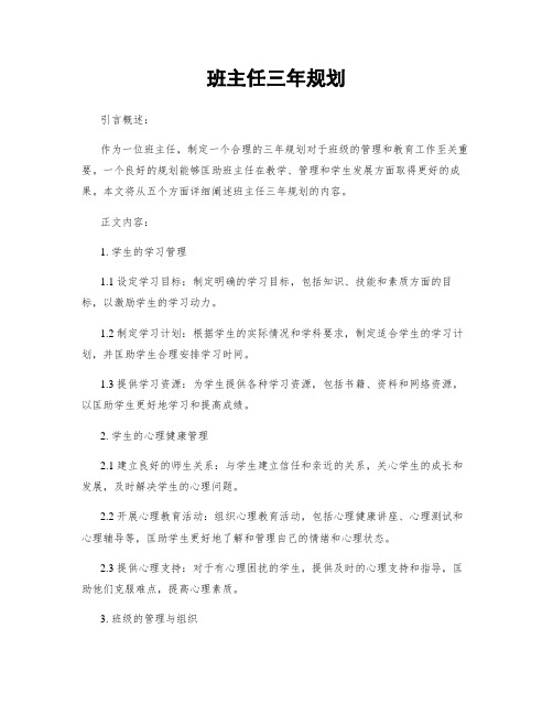 班主任三年规划