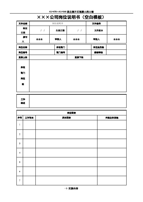 岗位说明书(空白模板)及编写说明
