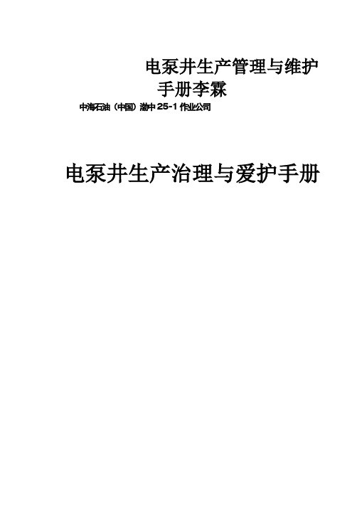 电泵井生产管理与维护手册李霖