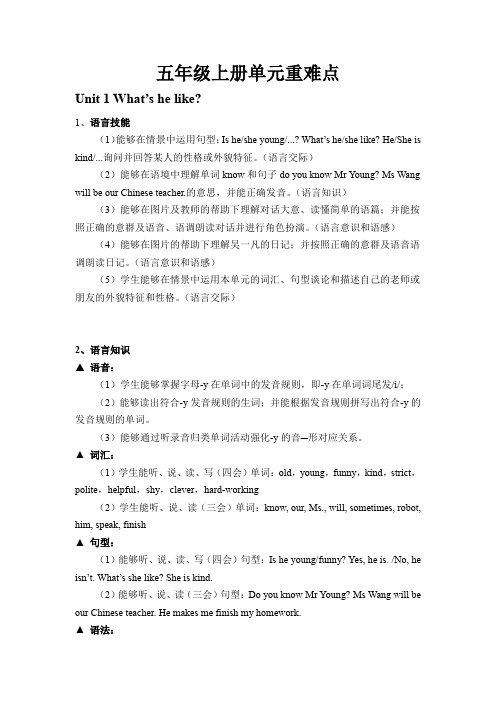 PEP 五年级上册重难点汇总