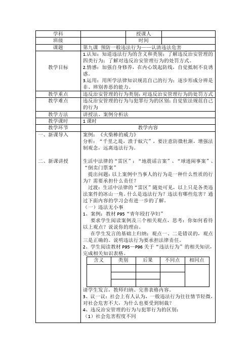 第九课 预防一般违法行为——认清违法危害
