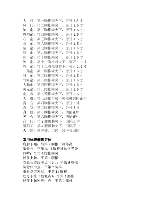 背部穴位定位