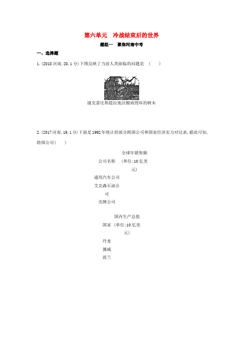 河南省中考历史总复习 第一部分 模块四 世界历史(下)第六单元 冷战结束后的世界练习-人教版初中九年