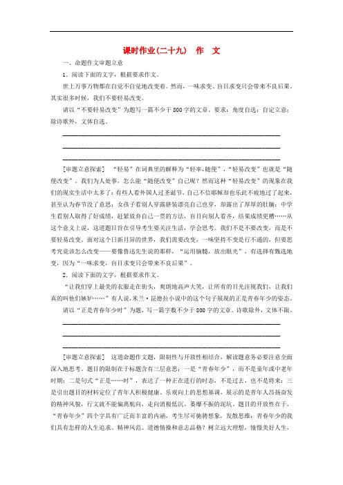 高考语文一轮复习 课时作业29 作文
