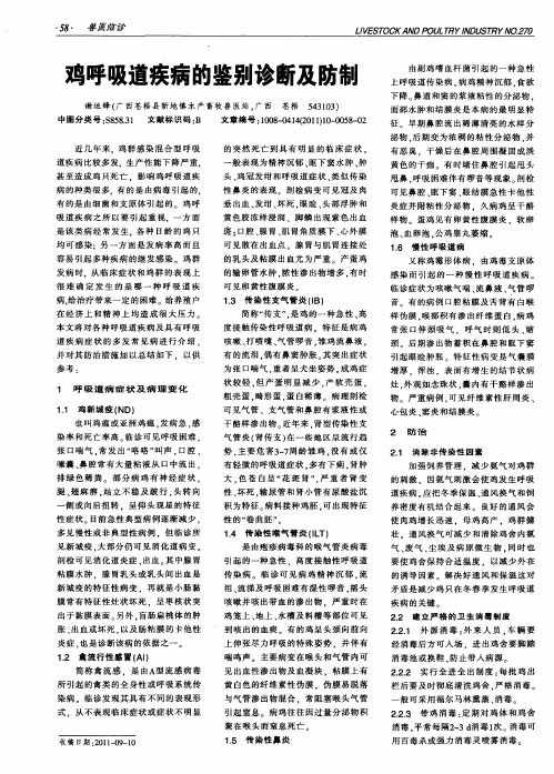 鸡呼吸道疾病的鉴别诊断及防制
