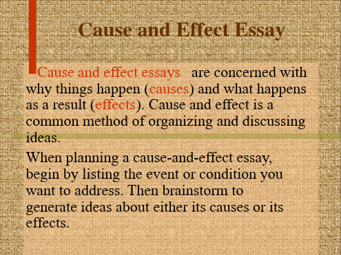 Cause and Effect Essay因果的一些说明 精选文档