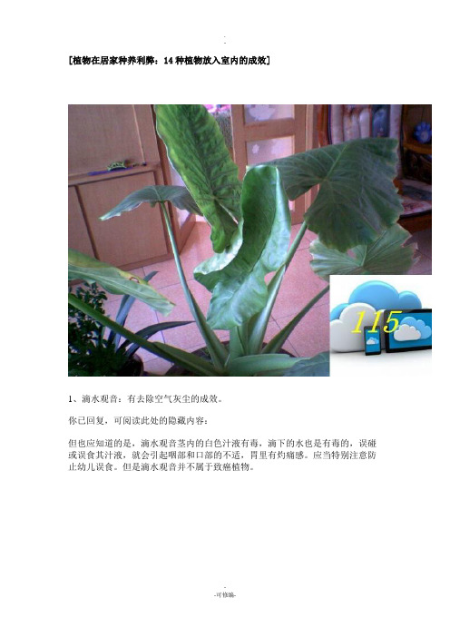 植物在居家种养利弊