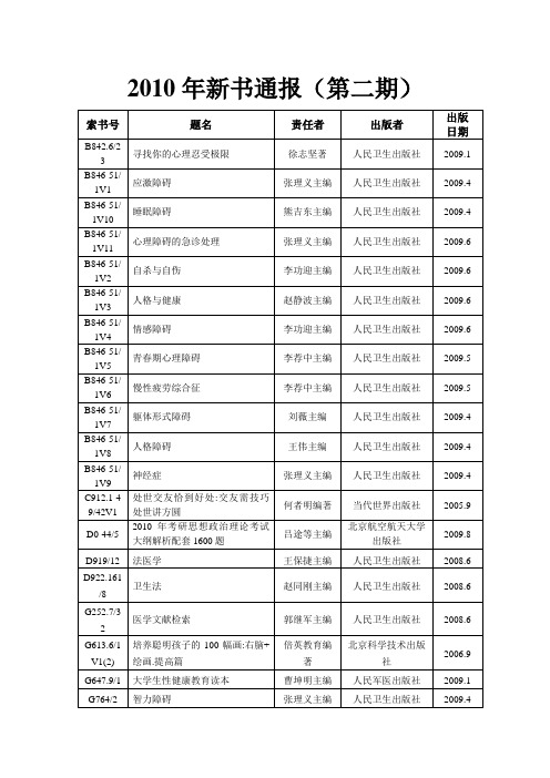2010年新书通报(第二期)