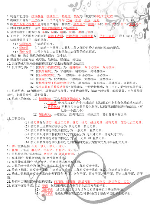 机械制造技术基础知识点整理