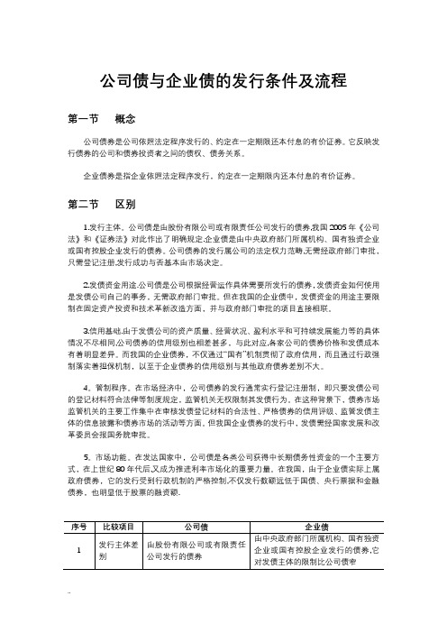 公司债与企业债发行条件及流程