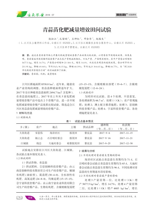 青蒜苗化肥减量增效田间试验