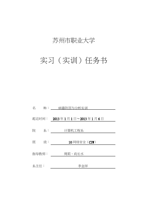 病毒防范与分析实训报告