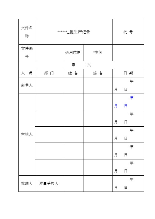 批生产记录模板