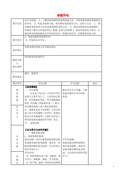山东省临沂市蒙阴县第四中学九年级物理全册《15.5 家