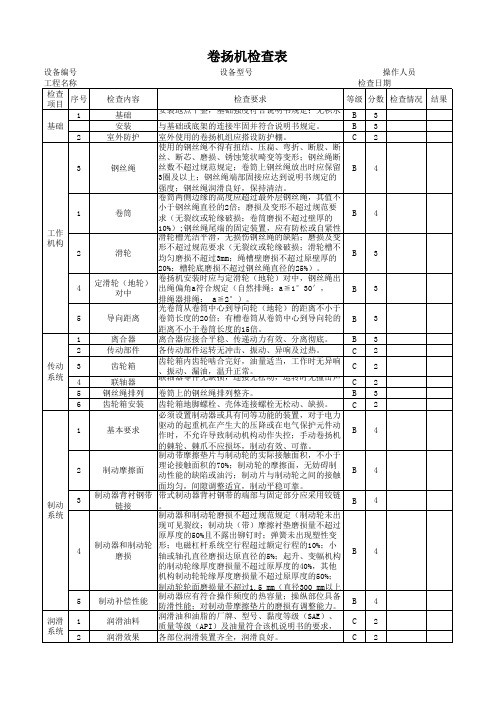 卷扬机检查表
