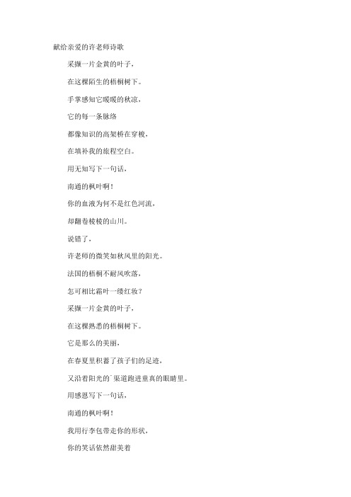 献给亲爱的许老师诗歌