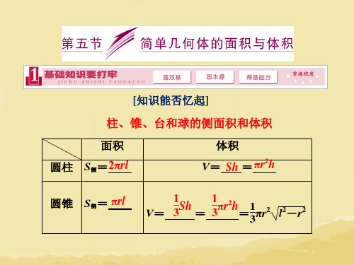 【精品PPT】2014届高三数学一轮复习 (基础知识+小题全取+考点通关+课时检测)7.5简单几何体