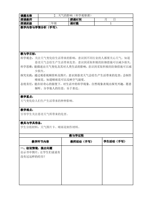 二上2.天气的影响电子教案