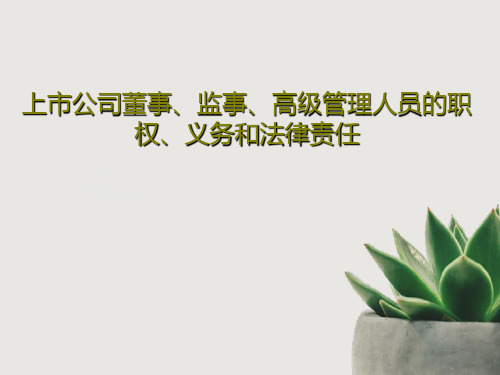 上市公司董事、监事、高级管理人员的职权、义务和法律责任共88页PPT