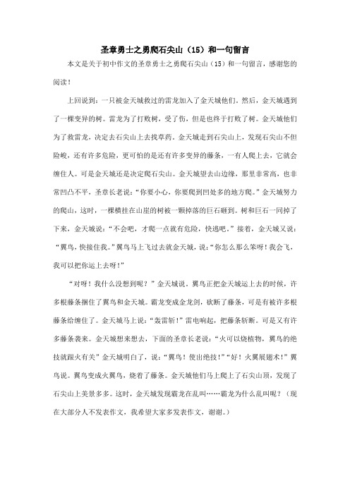 圣章勇士之勇爬石尖山(15)和一句留言_初中作文