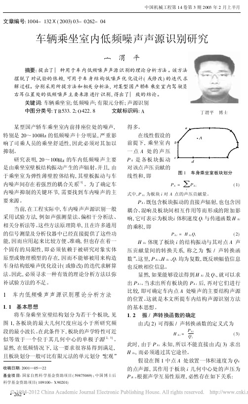 车辆乘坐室内低频噪声声源识别研究