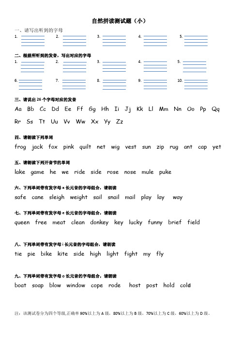 自然拼读测试题(小)