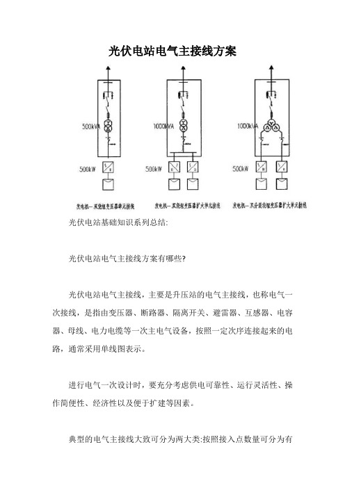 光伏电站电气主接线方案【最新版】