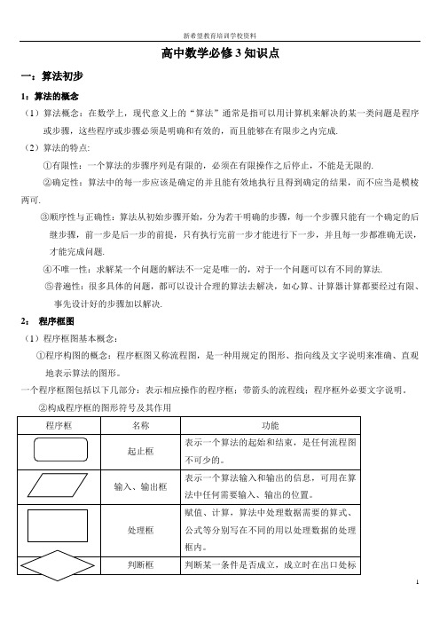 高中数学必修3知识点总结