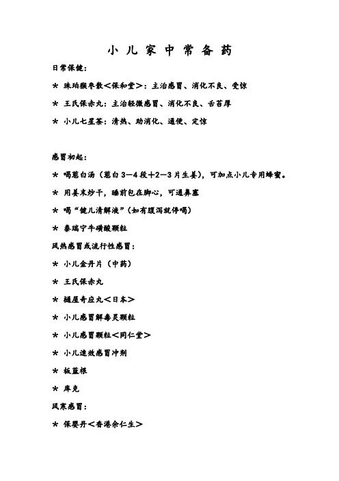 医疗行业-小儿家中常备药 精品
