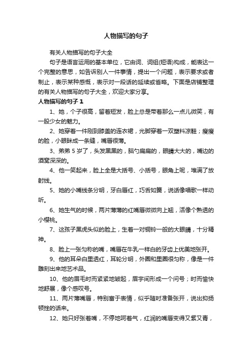 人物描写的句子