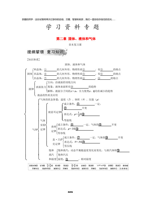 高中物理 第二章 固体、液体和气体章末复习课学案 粤教版选修3-3