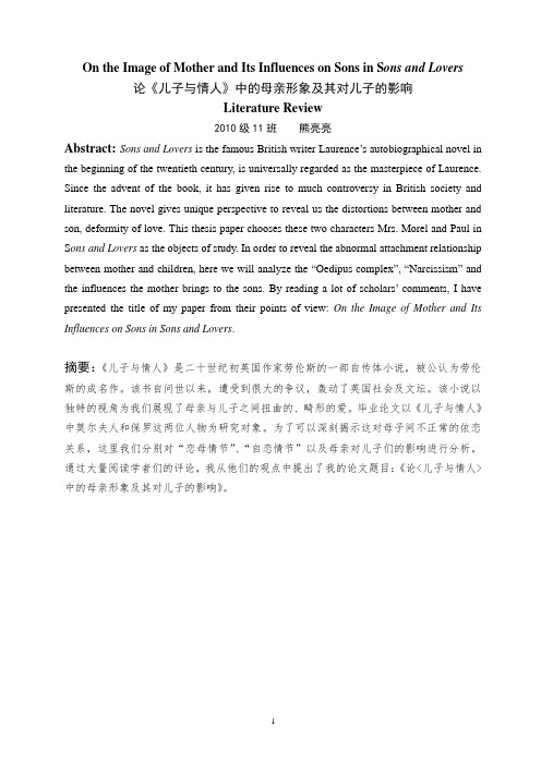 儿子与情人 文献综述 2014.4.16
