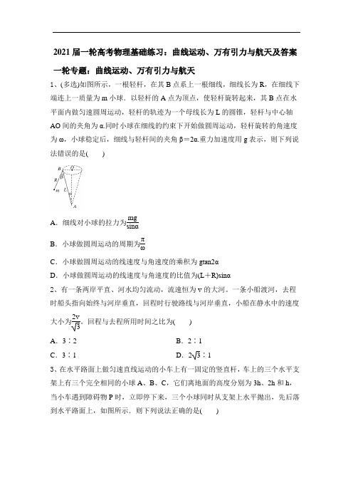 2021届一轮高考物理基础练习：曲线运动、万有引力与航天及答案