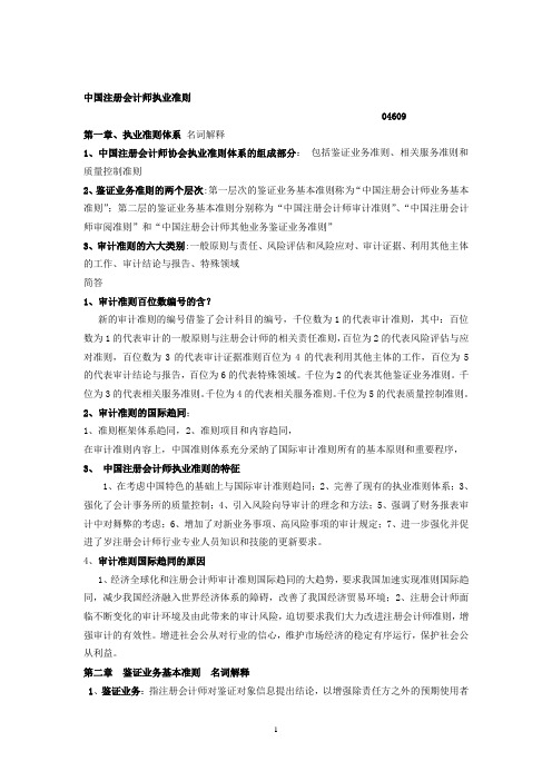 04609审计准则名词解释简答