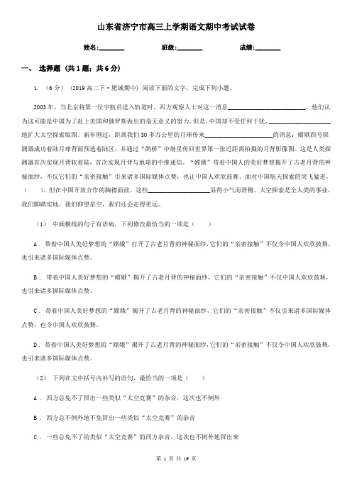 山东省济宁市高三上学期语文期中考试试卷