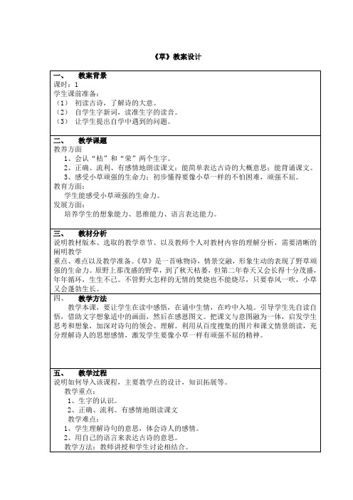 语文人教版二年级下册古诗《草》
