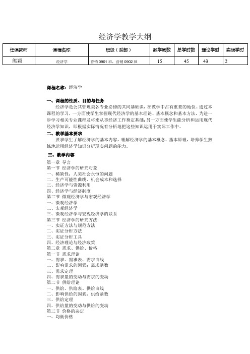 经济学教学大纲